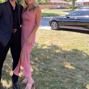 Satin side button dress Zara